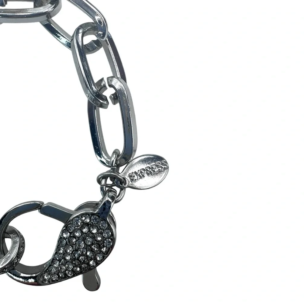 Express silver tone chain link bracelet.